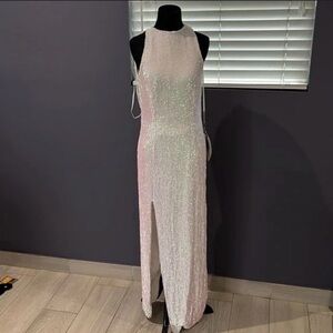 Retrofete Iridescent Sequin Maxi Dress - Light Pink